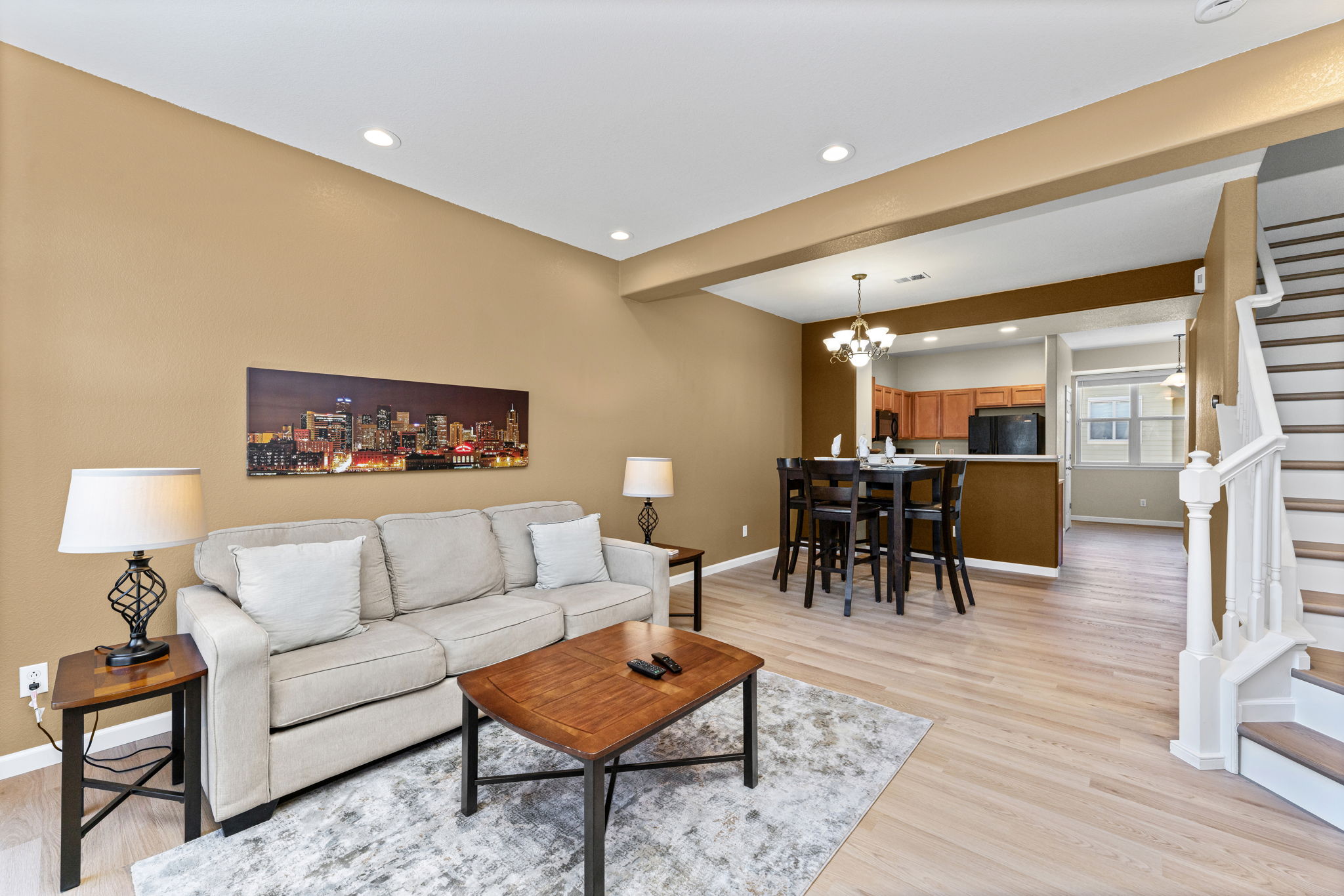 Clean and tastefully decorated 1 Bedroom/2.5 Bath 3-level townhome in Olde Arvada. Features a 2-car attached garage with tandem parking, fireplace, balcony, walk-in closet, and an office area with a desk. The washer and dryer are on the 3rd level.

The Water Tower Village community has a pool, hot tub, and gym.

Water Town Village is located close to RTD light rail, adjacent to Old Town Arvada and shopping center to its south. This area offers restaurants, shopping, specialty shopping, coffee shops, pizza parlors